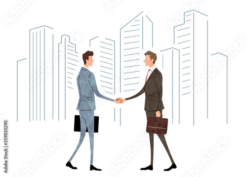 Stock Illustration: business scene, men, handshake