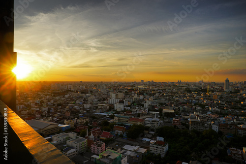 sunset over the city