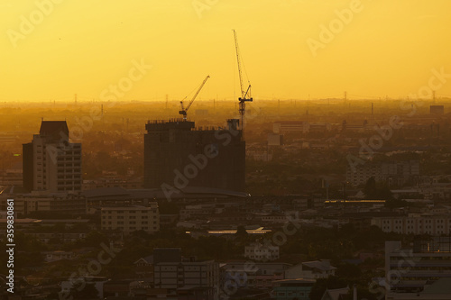 sunset over the city