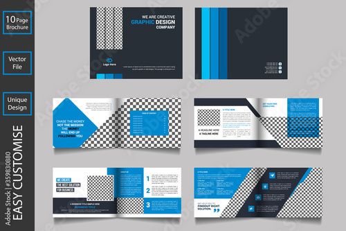 Business Brochure with 16 Pages modern abstract design. Use for corporate, company, marketing, print, annual report and business presentations and Multi Purpose. - Vector illustration