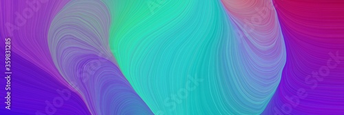colorful vibrant creative waves graphic with modern soft curvy waves background design with moderate violet, medium turquoise and cadet blue color © Eigens