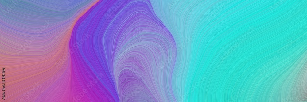 Obraz premium colorful vibrant artistic art design graphic with modern soft swirl waves background illustration with medium turquoise, turquoise and moderate violet color