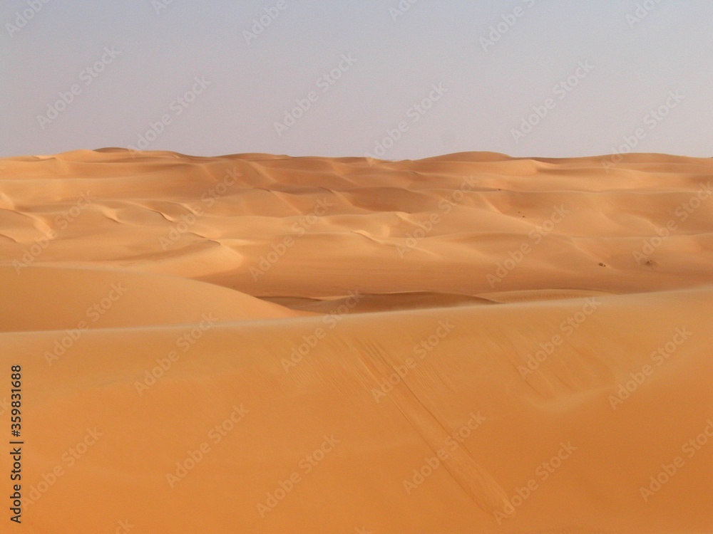 Libya. Desert landscape with sand dunes around the town of Sebha.