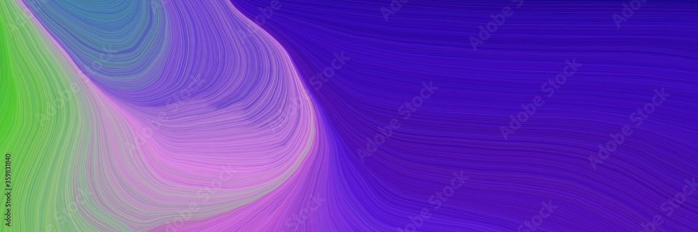 Obraz premium colorful vibrant creative waves graphic with elegant curvy swirl waves background design with indigo, pastel violet and dark sea green color