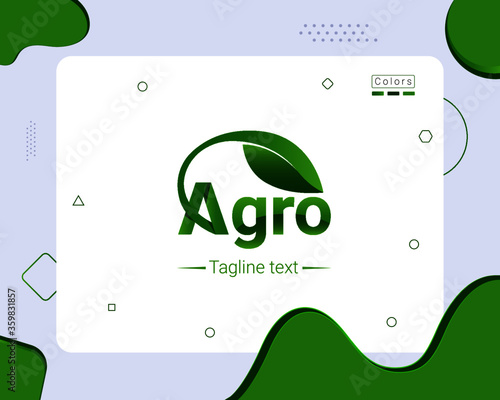 Agro company logo. Vector green typography and farming logotype.  Elegant logo for an agricultural company. 