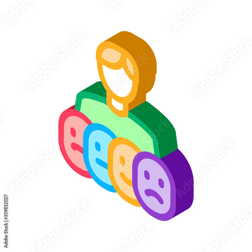human deepfake many faces icon vector. isometric human deepfake many faces sign. color isolated symbol illustration