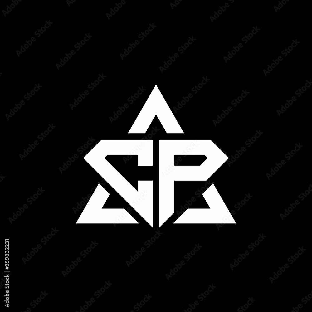CP monogram logo with diamond shape and triangle outline CP monogram logo with diamond shape and triangle outline