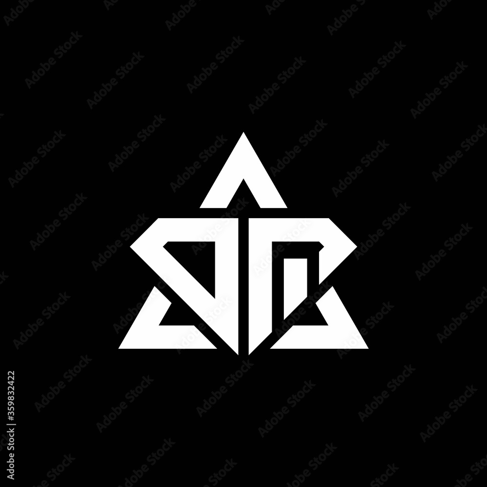 DQ monogram logo with diamond shape and triangle outline DQ monogram logo with diamond shape and triangle outline