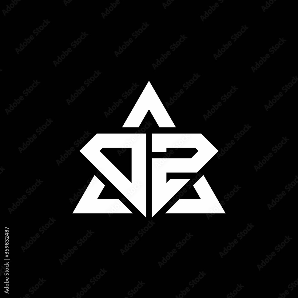 DZ monogram logo with diamond shape and triangle outline DZ monogram logo with diamond shape and triangle outline