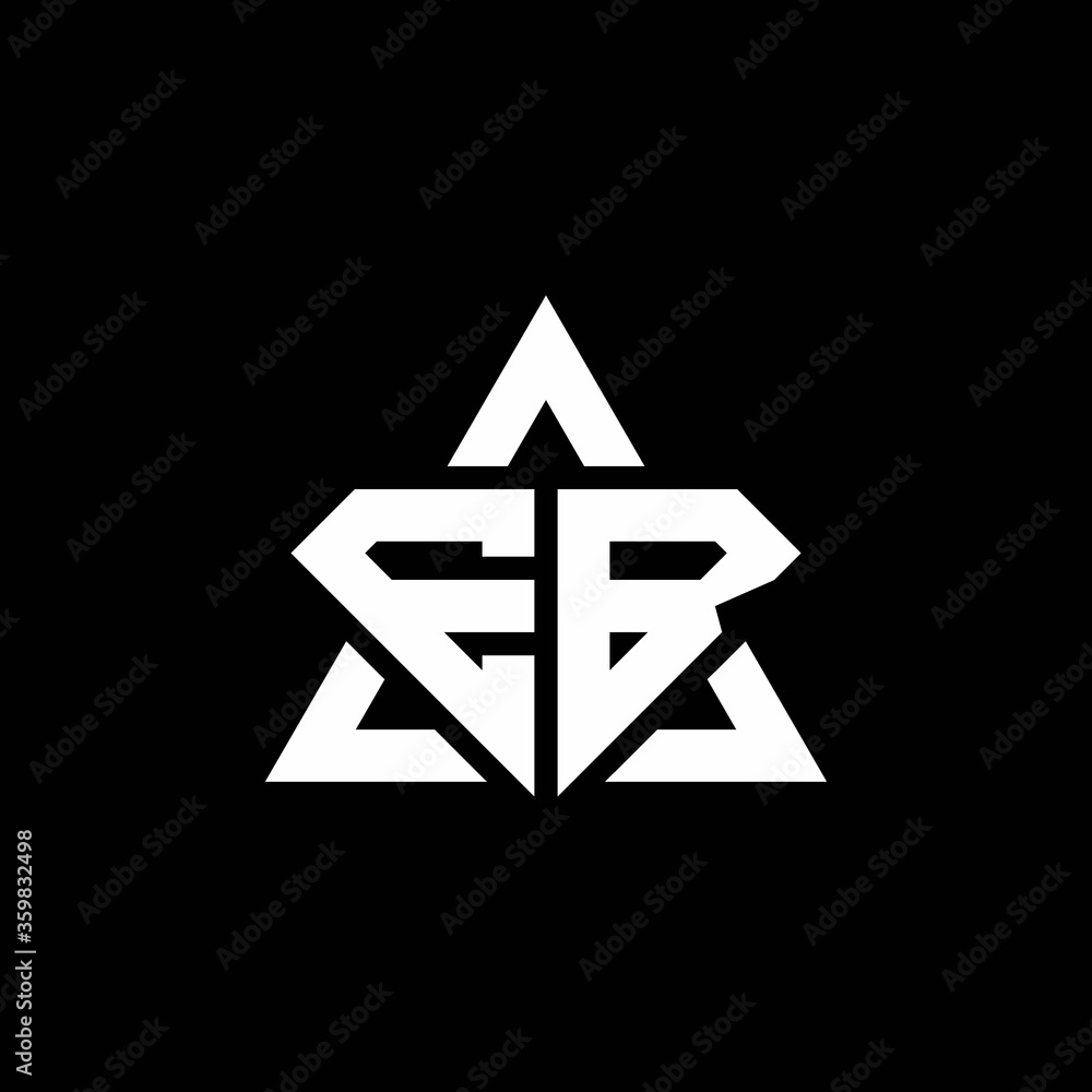 EB monogram logo with diamond shape and triangle outline EB monogram logo with diamond shape and triangle outline
