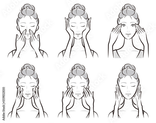 スキンケアをしている女性のイラスト