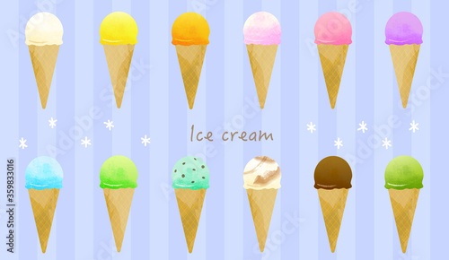 ice cream- アイスクリームのイラスト-set
