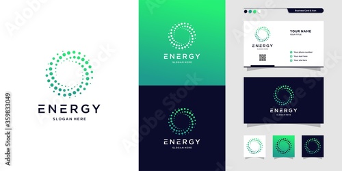 Modern energy logo and business card design. solution, positive, modern, energy, icon, Premium Vector photo