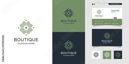 Exelent boutique logo and business card design. Beauty, fashion, salon, business card, Premium Vector
