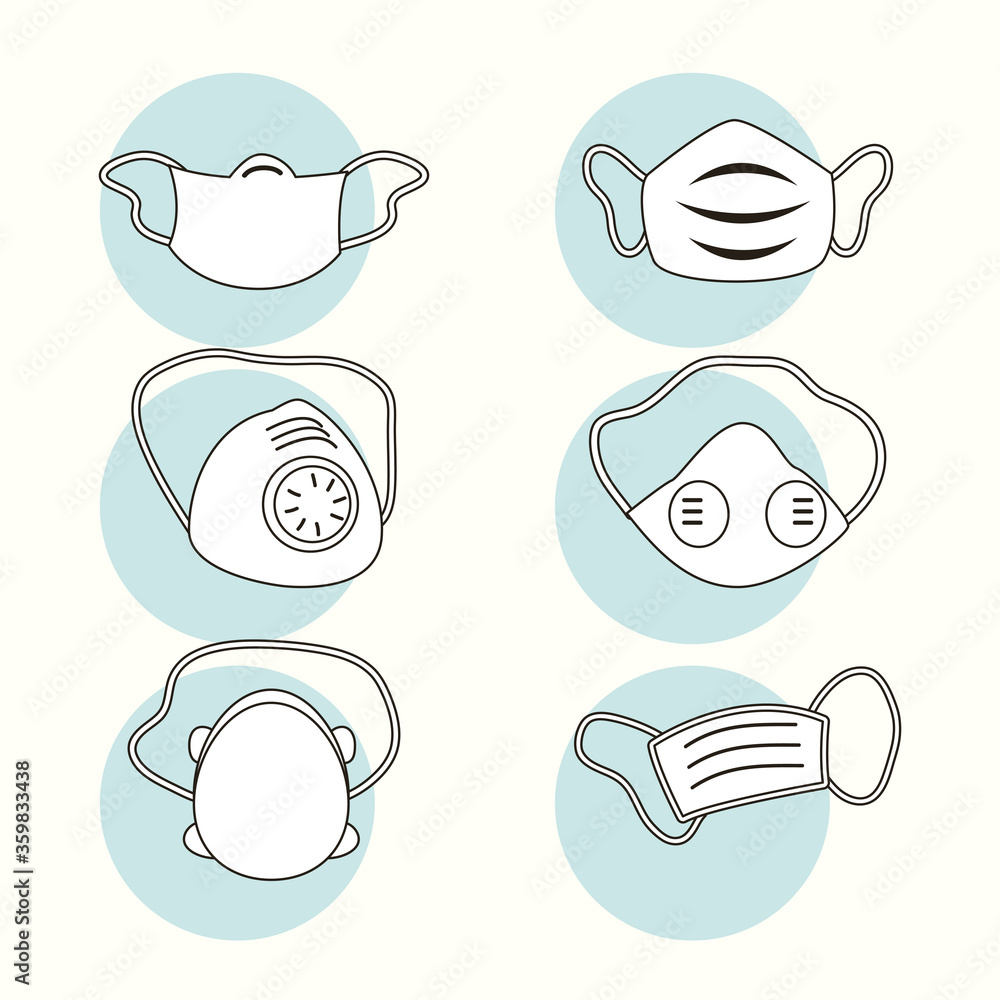 Medical white masks set vector design Medical white masks set vector design