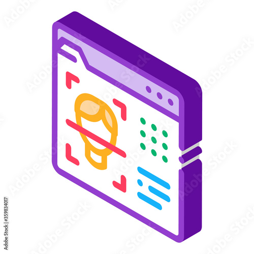 deepfake online scanner icon vector. isometric deepfake online scanner sign. color isolated symbol illustration