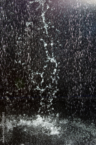 rain and water drops on a black background