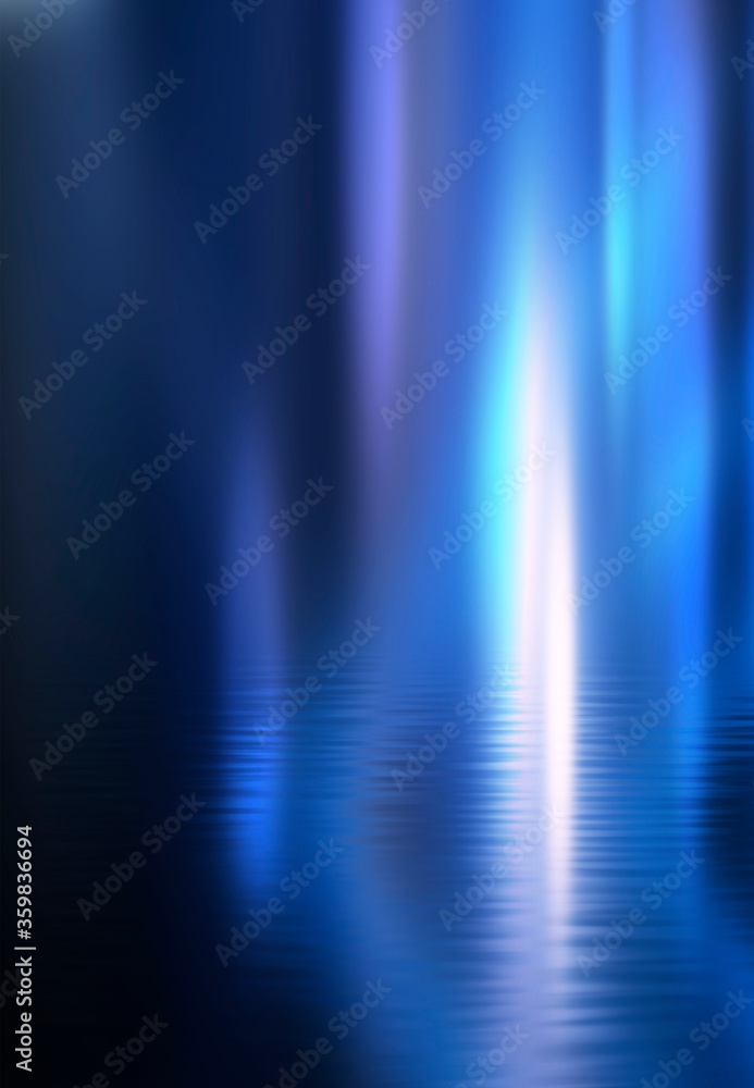 Fototapeta premium Background of empty stage show. Neon blue and purple light and laser show. Laser futuristic shapes on a dark background. Abstract dark background with neon glow