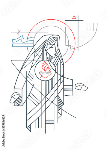 Virgin Mary Immaculate Heart illustratioon
