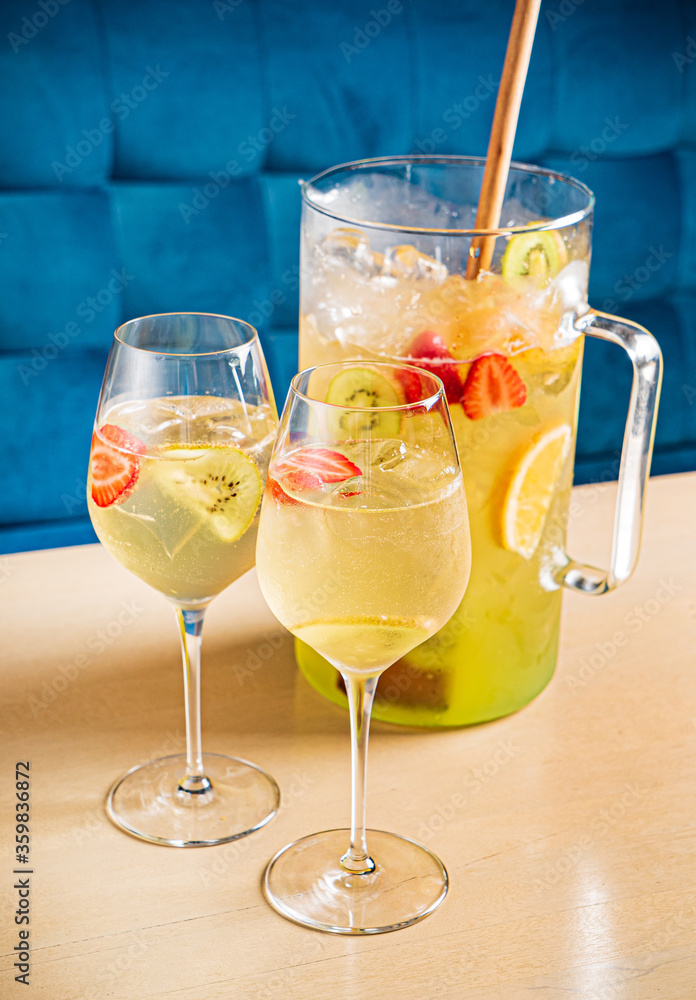 summr lemonade with kiwi fruits and strawberries summr lemonade with kiwi fruits and strawberries