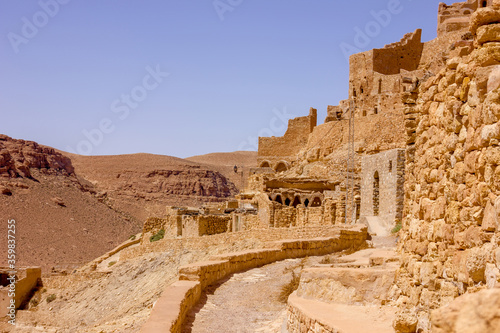 Berber village in the sandstone mountain in the Sahara, Africa