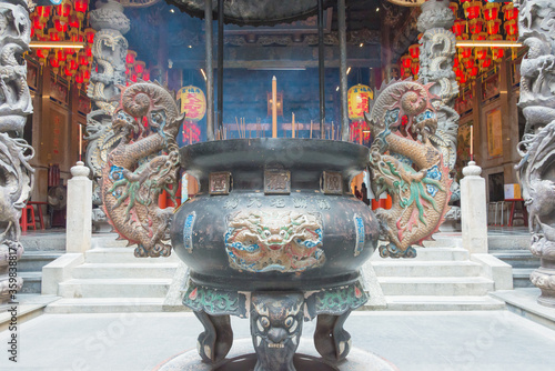 Detail of Xiluo Guangfu Temple in Xiluo, Yunlin, Taiwan. The temple was originally built in 1644. photo