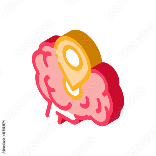 dementia brain location gps sign icon vector. isometric dementia brain location gps sign sign. color isolated symbol illustration