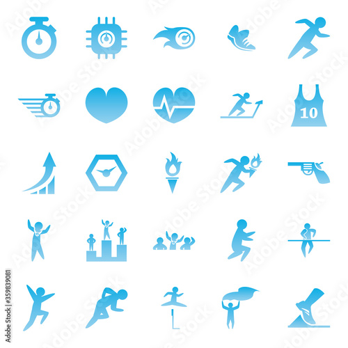 Running gradient style icon set vector design