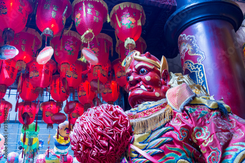 God Statue at Xiluo Fuxing Temple in Xiluo, Yunlin, Taiwan. The temple was originally built in 1717. photo