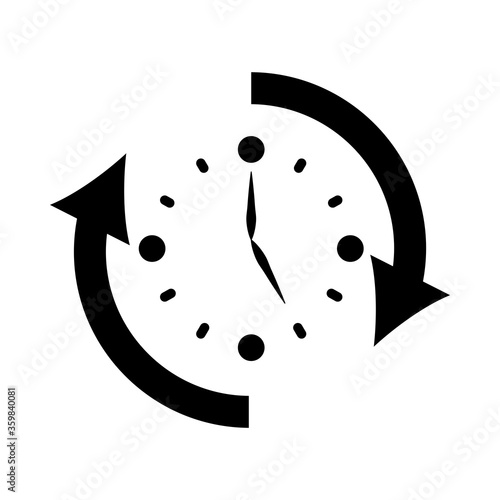 clock with sync arrows around, silhouette style