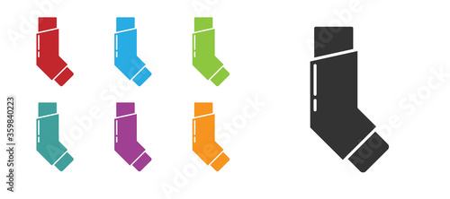 Black Inhaler icon isolated on white background. Breather for cough relief, inhalation, allergic patient. Set icons colorful. Vector Illustration.