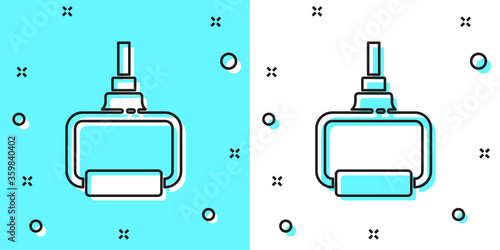 Black line TPX loop training equipment icon isolated on green and white background. Sport equipment. Random dynamic shapes. Vector Illustration.