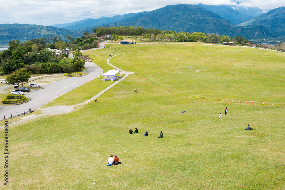 Luye Highland hot air balloon area. a famous tourist spot in Luye Township, Taitung County, Taiwan.