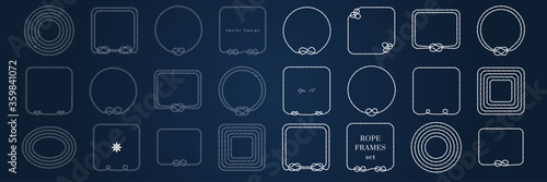 Nautical vector frame. Rope knot border design