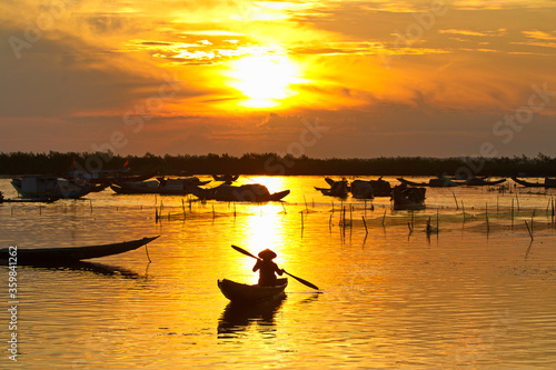 Sunrise over Quang Loi lagoon, Hue city, Vietnam