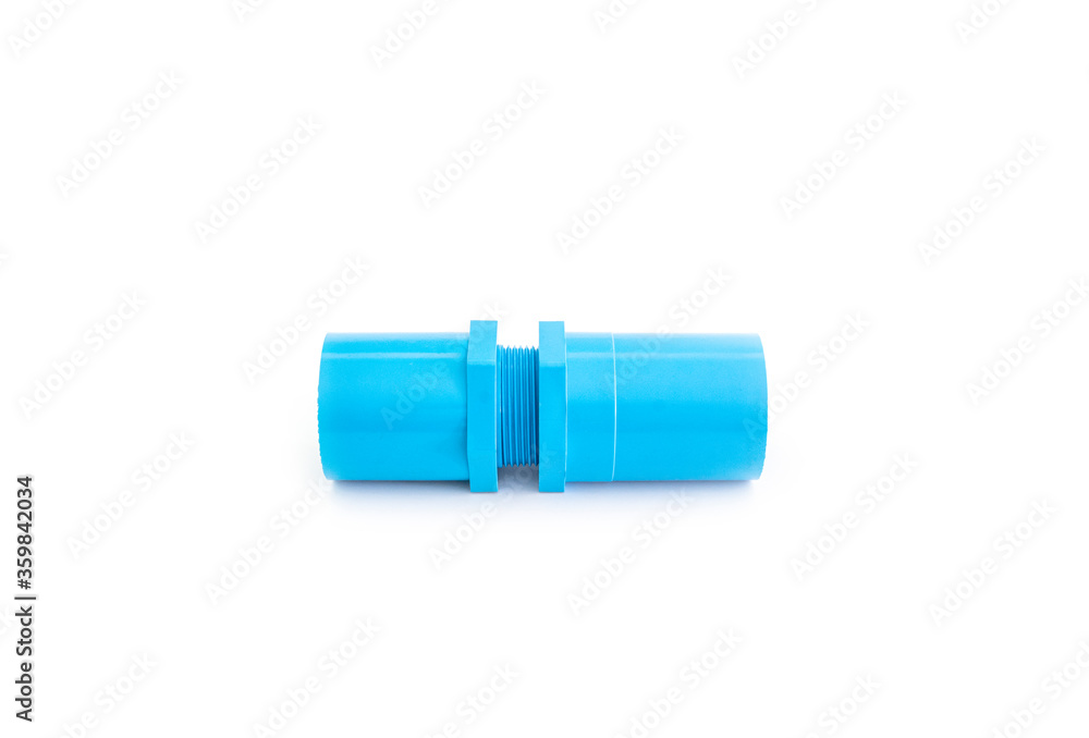 Blue PVC pipe set, separate on a white background, blue plastic water pipe, PVC accessories for plumbing work Plumber equipment Bend and connect the three-way plastic pipe to drain the waste water. Blue PVC pipe set, separate on a white background, blue plastic water pipe, PVC accessories for plumbing work Plumber equipment Bend and connect the three-way plastic pipe to drain the waste water.
