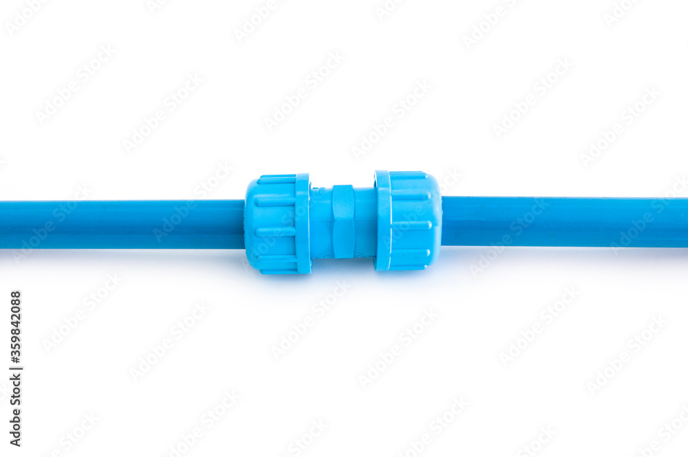 Blue PVC Pipe Set Separate On A White Background Blue Plastic Water blue-pvc-pipe-set-separate-on-a-white-background-blue-plastic-water