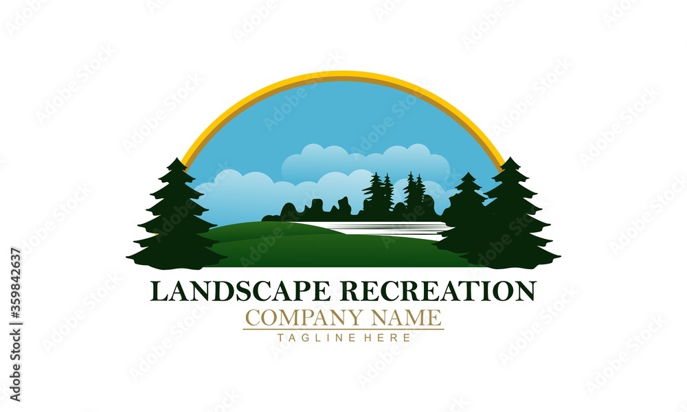 Parks and recreation landscape illustration logo design