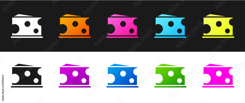 Set Cheese icon isolated on black and white background. Vector Illustration. Set Cheese icon isolated on black and white background. Vector Illustration.