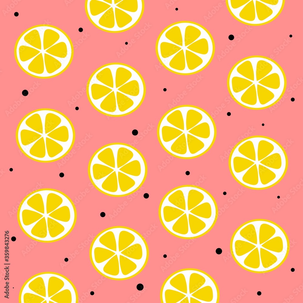 Fresh, juicy  lemons pattern illustration