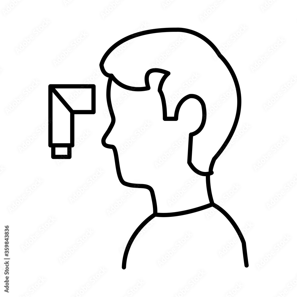 profile man and infrared thermometer icon, line style profile man and infrared thermometer icon, line style