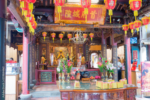 Taiwan Fu City God Temple in Tainan, Taiwan. The temple was built in 1669 during the Zheng Period of the Ming Dynasty. © beibaoke