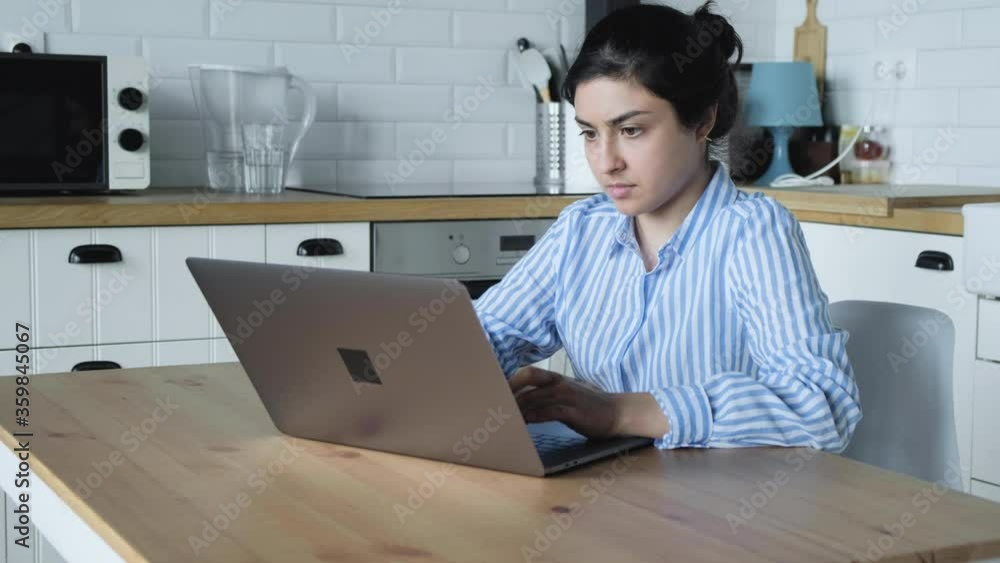 Smiling Indian Girl Student Typing On Laptop Preparing Course Work Smiling Indian Girl Student Typing On Laptop Preparing Course Work