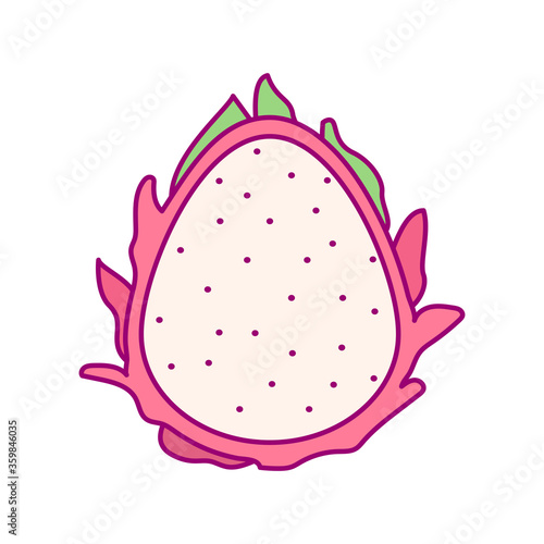 vector cute drawn fruit clipart pitaya dragonfruit