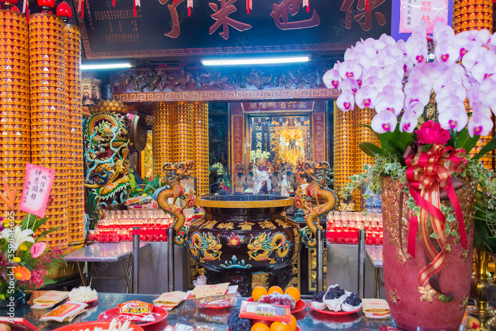 Taiwan Provincial City God Temple in Taipei, Taiwan. The temple was constructed in 1881.