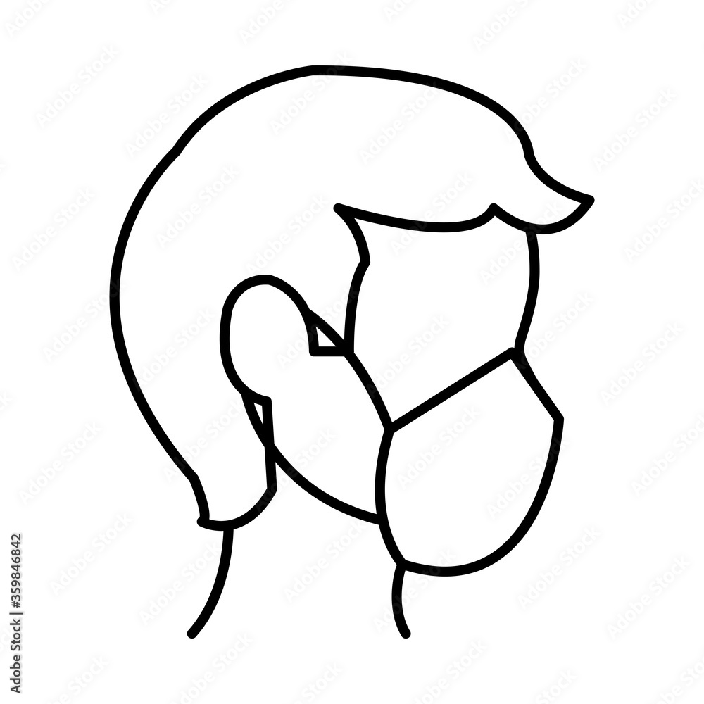 man with medical mask icon, line style man with medical mask icon, line style