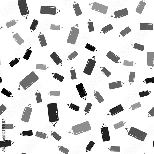 Black Punching bag icon isolated seamless pattern on white background. Vector Illustration.