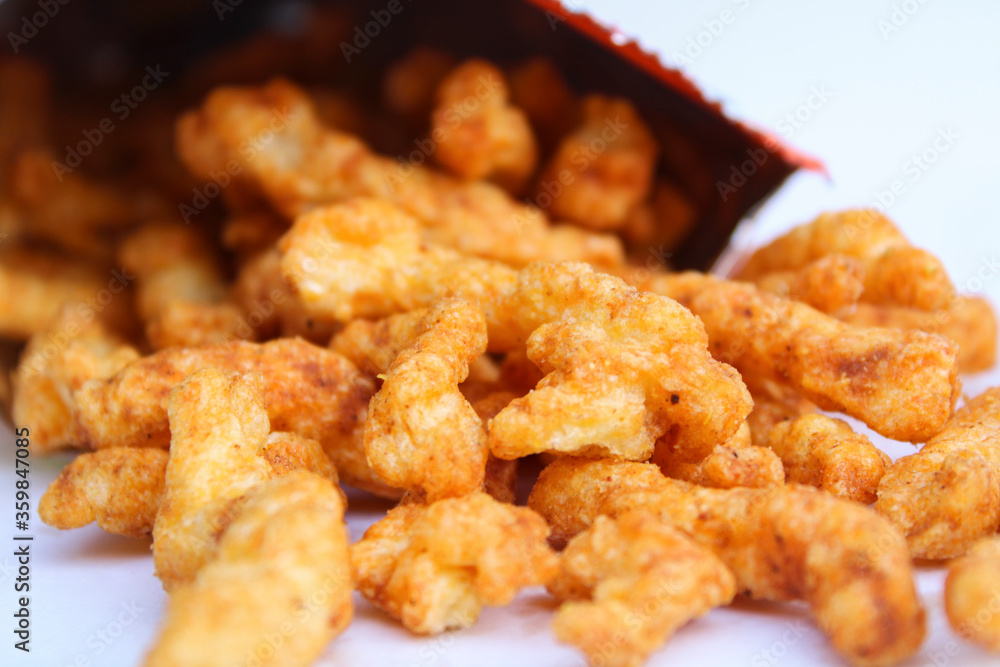tasty crunchy snacks drop from packet tasty crunchy snacks drop from packet