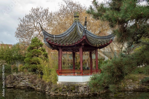 The public area of the Chinese garden in Vancouver 