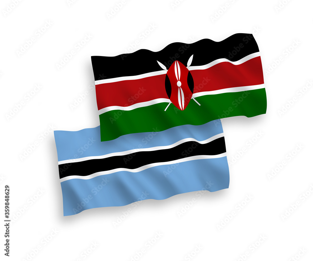 Flags of Botswana and Kenya on a white background Flags of Botswana and Kenya on a white background
